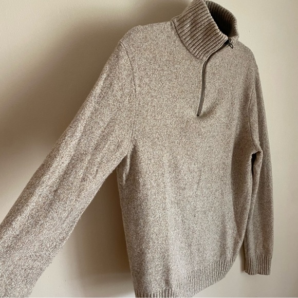 J Crew 1/4 zip Merino wool sweater in oatmeal, M - Picture 2 of 6